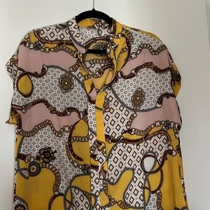 Shein ladies dress shirt, multi colored print